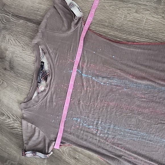 Fridays Project Made in Italy Mixed Media Splatter Paint Scoop Neck Tee Medium - Picture 4 of 8